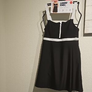 Lands' End Black and White Women's Swim One Piece